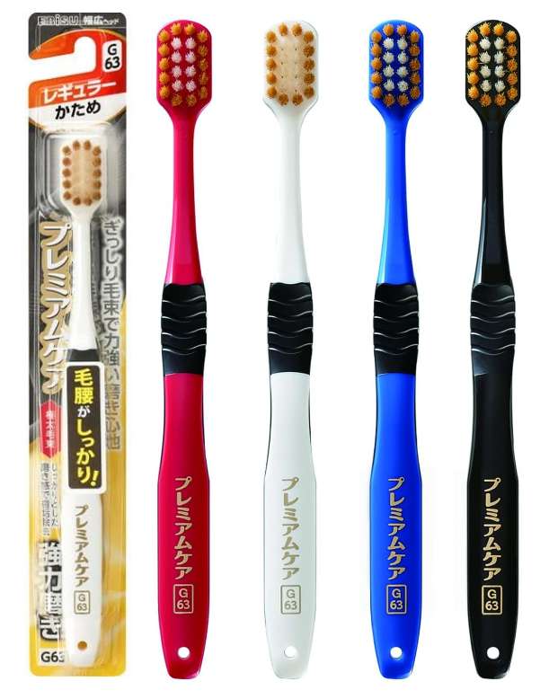 에비스 프리미엄케어 강력 연마 레귤러 칫솔 단단 - 색상랜덤