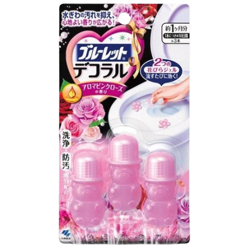 블루렛데코 변기용 방향제(아로마 핑크 로즈 향) 3개 세트