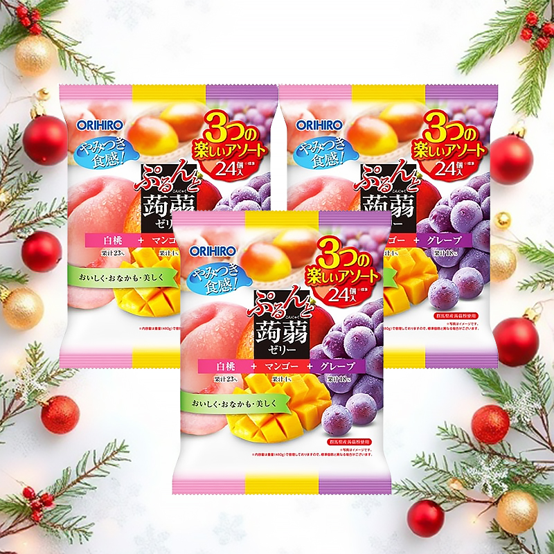오리히로 곤약젤리 파우치 큰 봉지 피치 망고 포도 3개 세트