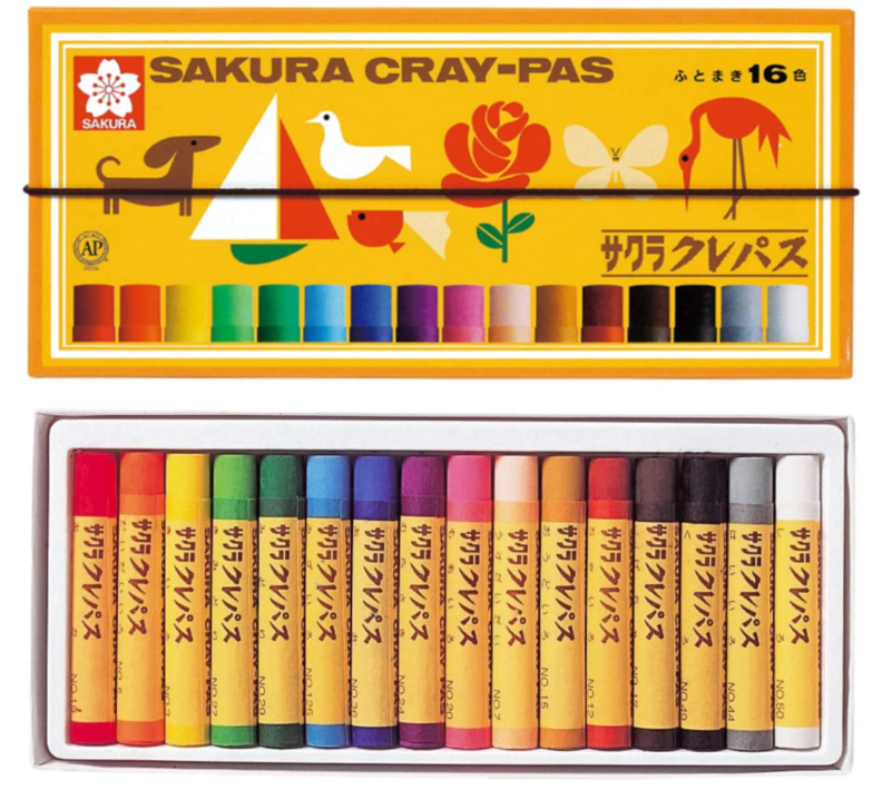 사쿠라 고무밴드부착 크레파스 16색 LP16R