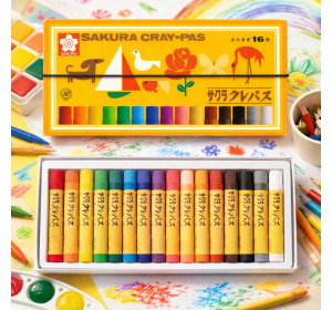 사쿠라 고무밴드부착 크레파스 16색 LP16R