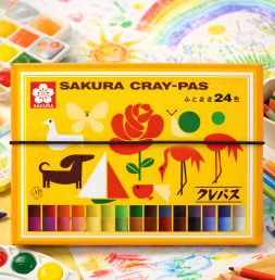 사쿠라 고무밴드부착 크레파스 24색 LP24R
