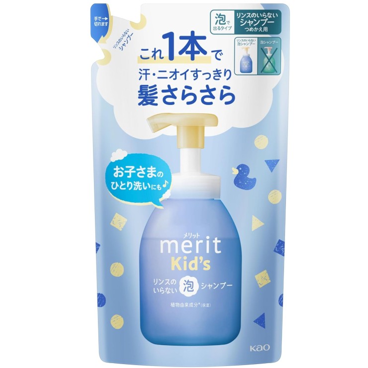 카오 메리트 키즈 린스가 필요 없는 거품 샴푸 리필 270ml