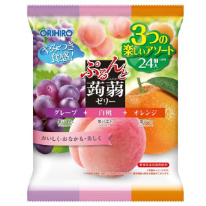 오리히로 곤약젤리 파우치 큰 봉지 포도+복숭아+오렌지 (24개입)